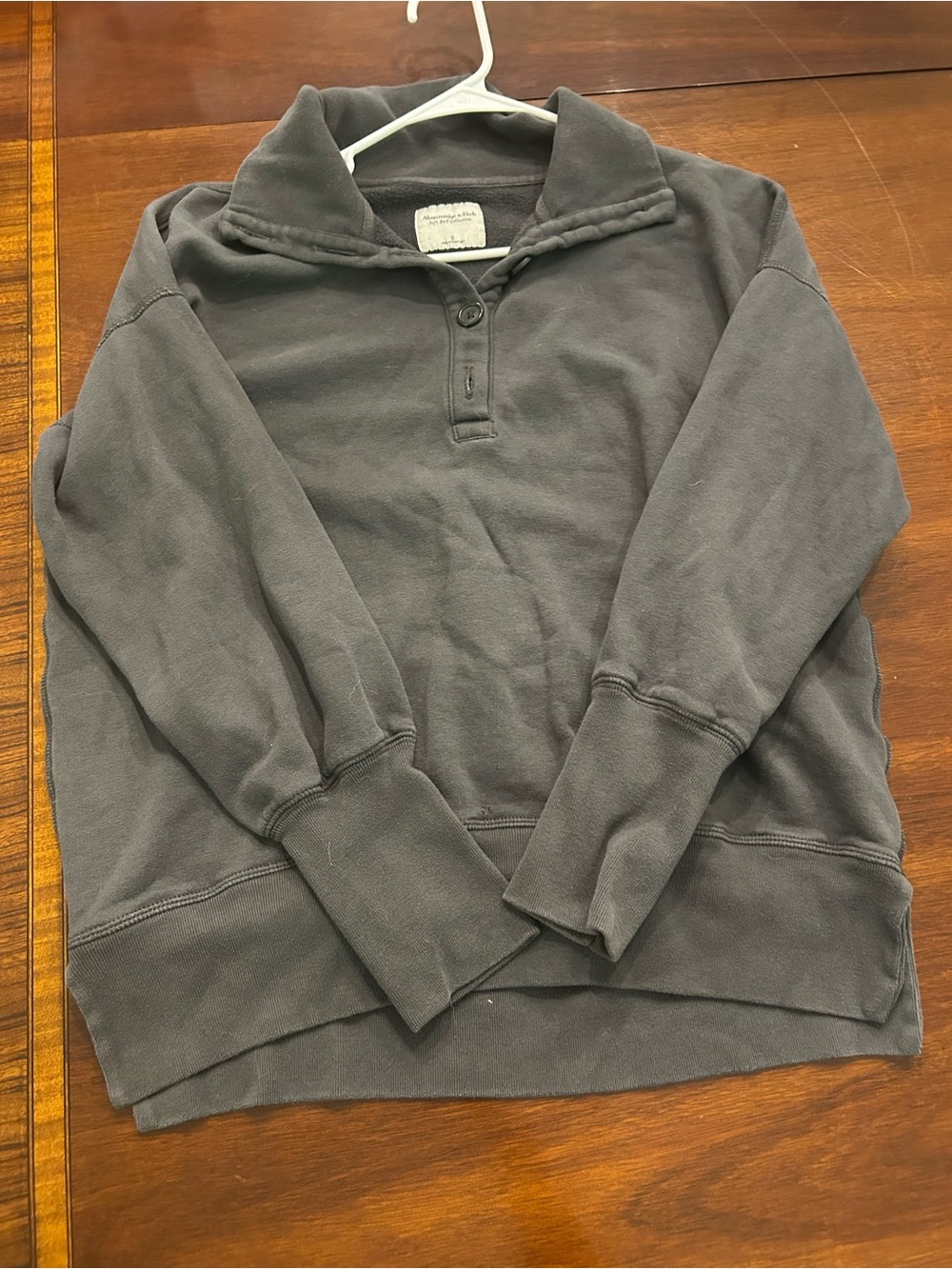 Abercrombie & Fitch Charcoal Zip-Neck Pullover Sweatshirt